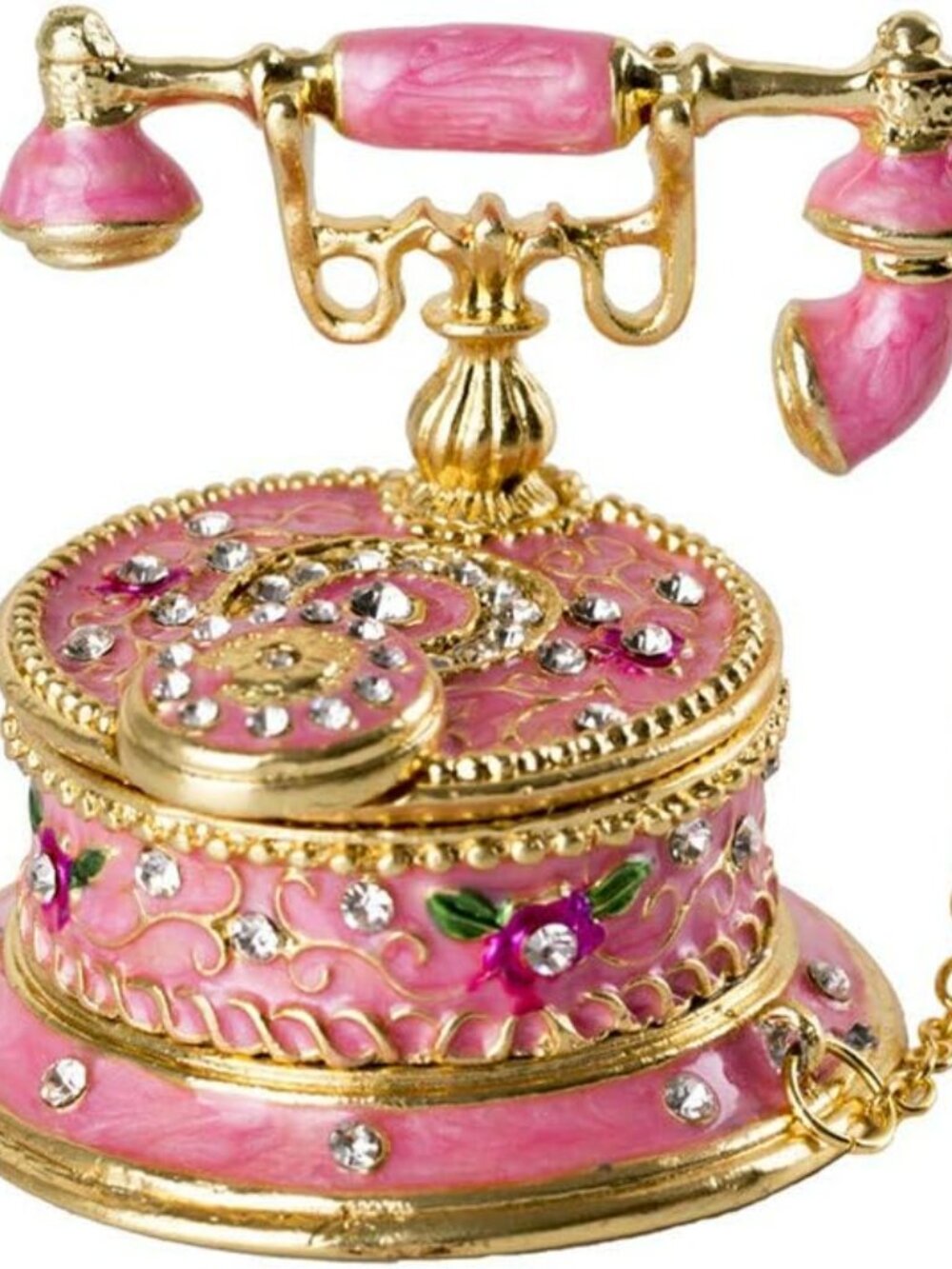 Cloisonné Telephone Figurine Jewelry Trinket Box Jewelry Hinged Beautiful Colors